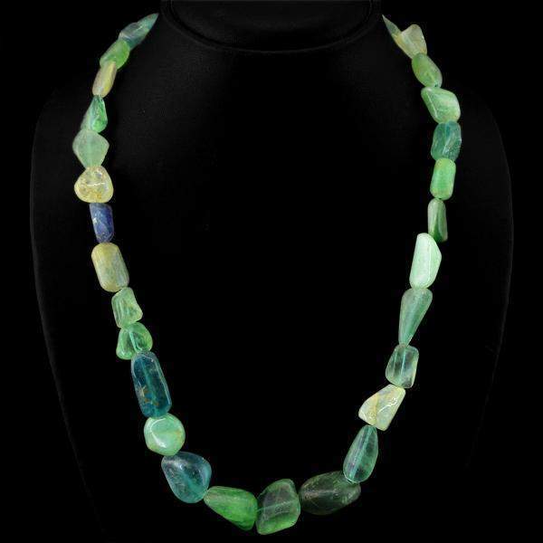 gemsmore:Natural Green Aquamarine Necklace Single Strand Genuine Beads