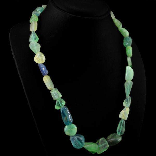 gemsmore:Natural Green Aquamarine Necklace Single Strand Genuine Beads