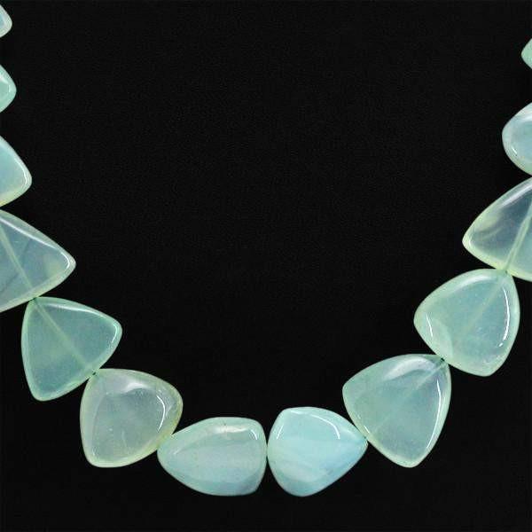gemsmore:Natural Green Aquamarine Necklace Single Strand Untreated Beads