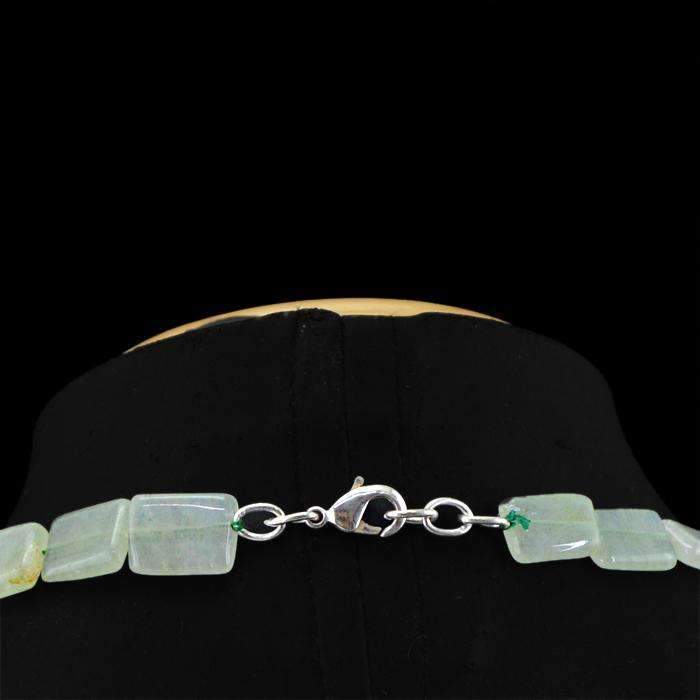 gemsmore:Natural Green Aquamarine Necklace Single Strand Untreated Beads