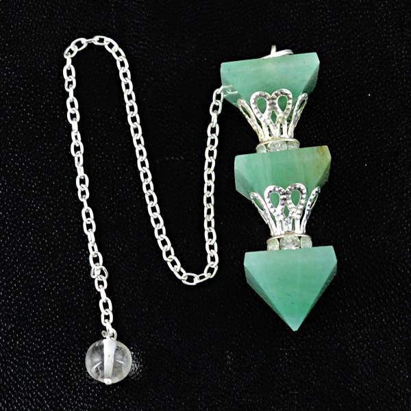 gemsmore:Natural Green Aquamarine Reiki Healing Pyramid Pendulum