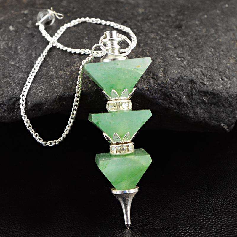 gemsmore:Natural Green Aquamarine Reiki Healing Pyramid Pendulum