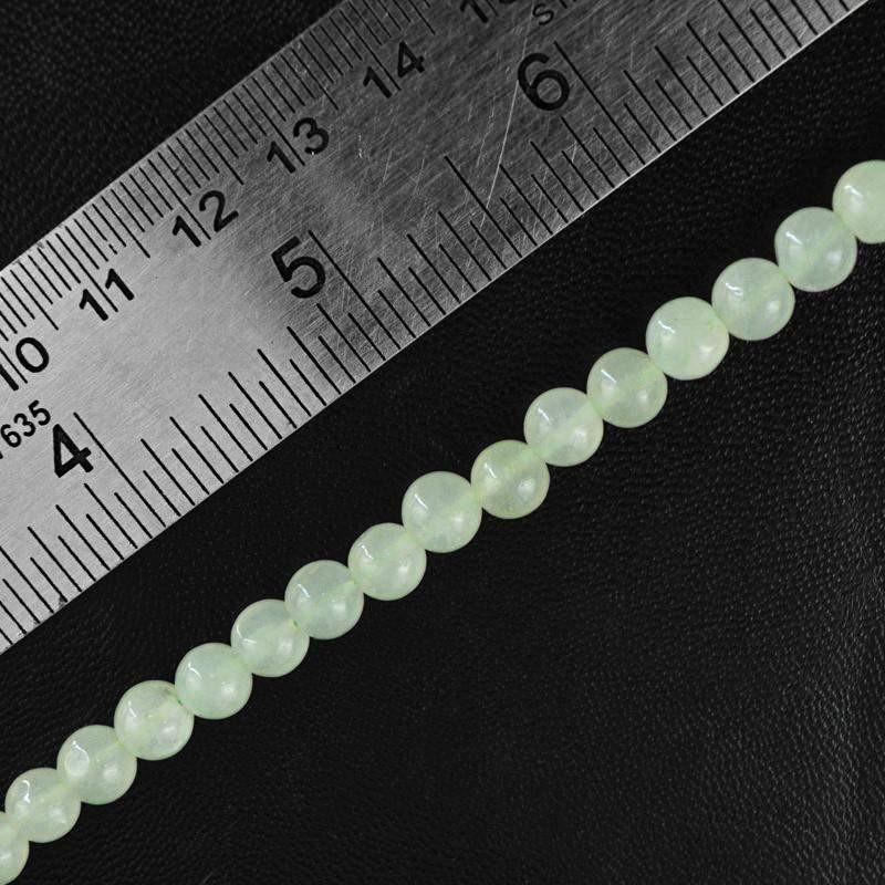 gemsmore:Natural Green Aquamarine Round Shape Beads Strand