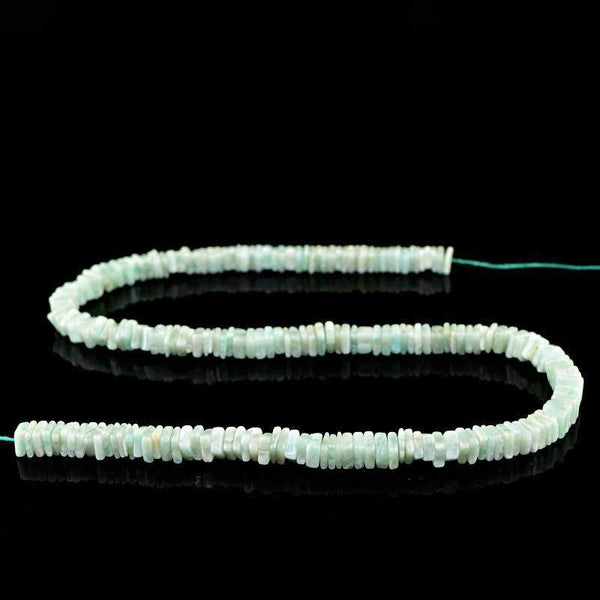 gemsmore:Natural Green Aquamarine Untreated Beads Strand