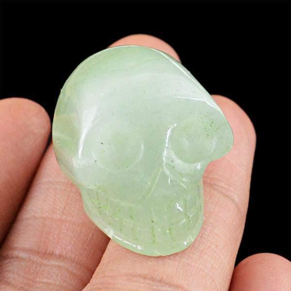 gemsmore:Natural Green Aquamarine Untreated Skull Gemstone