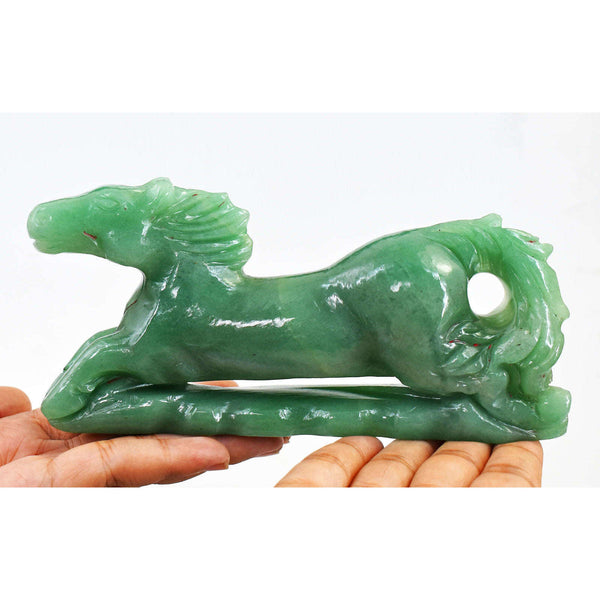 gemsmore:Natural  Green Aventurine  Hand Carved Crystal Horse