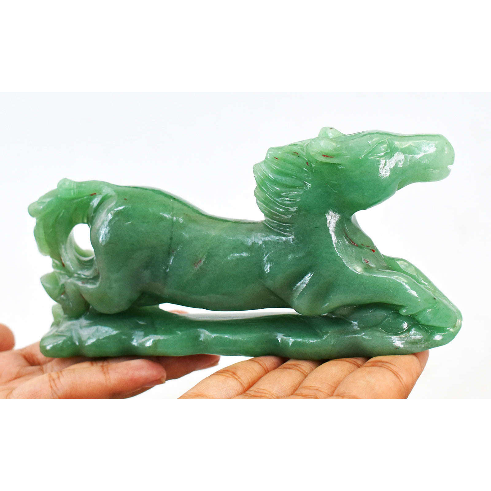gemsmore:Natural  Green Aventurine  Hand Carved Crystal Horse