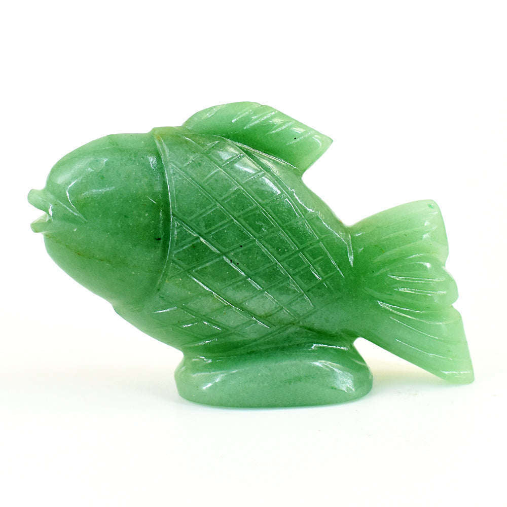 gemsmore:Natural Green Aventurine Hand Carved Genuine Crystal Gemstone Carving Fish