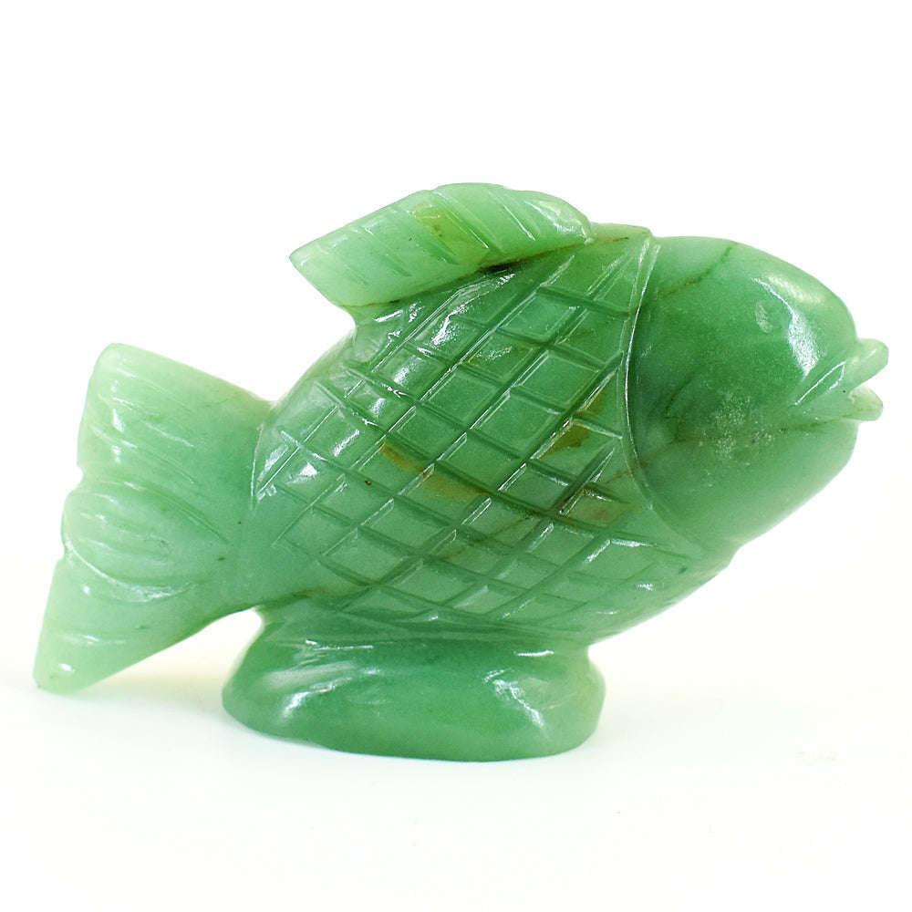 gemsmore:Natural Green Aventurine Hand Carved Genuine Crystal Gemstone Carving Fish