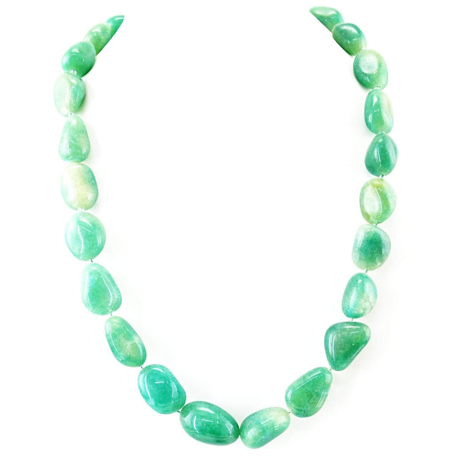 gemsmore:Natural Green Aventurine Necklace 20 Inches Long Untreated Beads