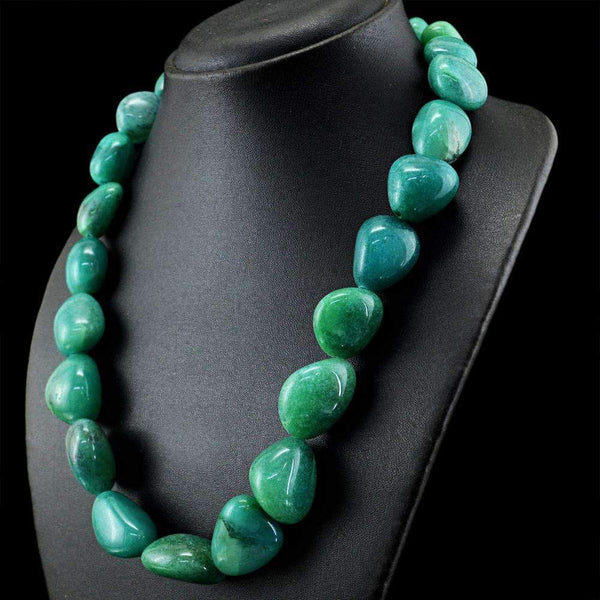 gemsmore:Natural Green Aventurine Necklace 20 Inches Long Untreated Beads