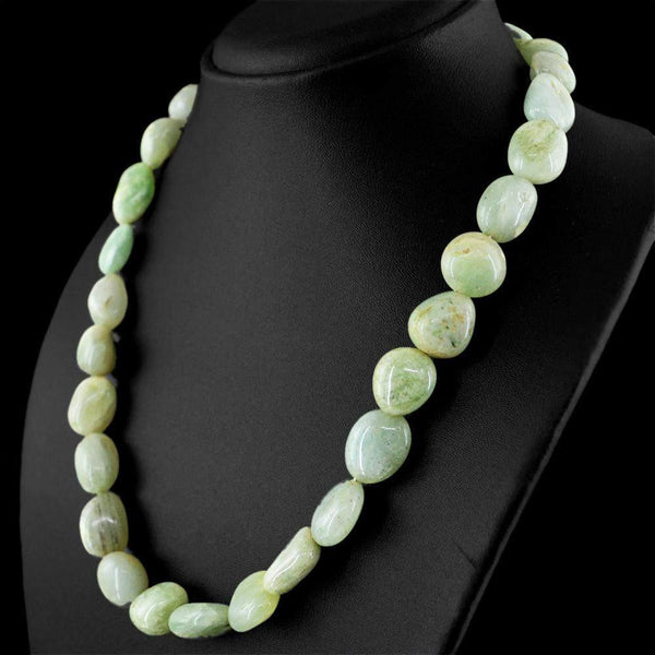 gemsmore:Natural Green Aventurine Necklace Untreated Beads