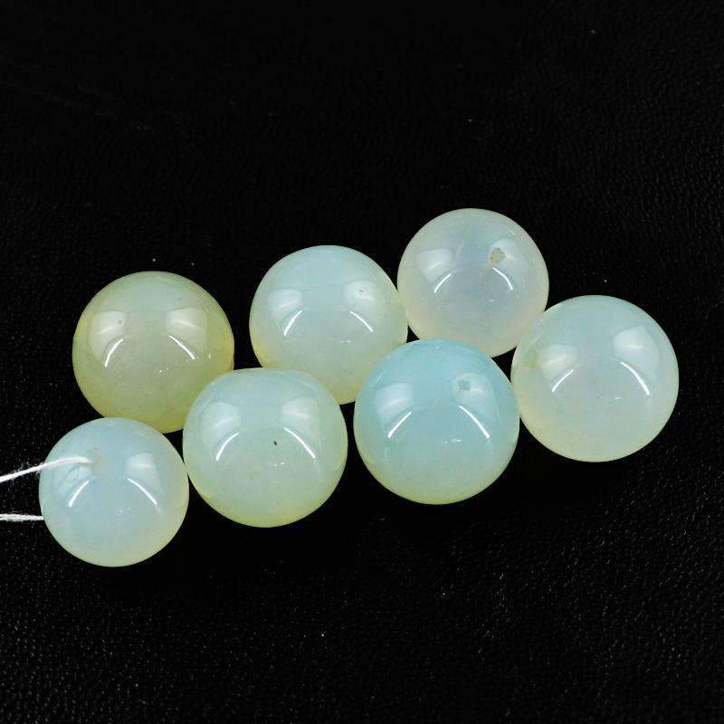 gemsmore:Natural Green Chalcedony Beads Lot - Drilled Round Shape