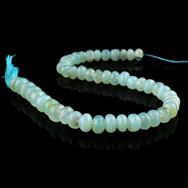 gemsmore:Natural Green Chalcedony Beads Strand - Round Shape Drilled
