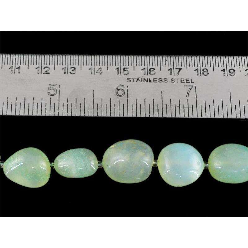 gemsmore:Natural Green Chalcedony Beads Strand - Untreated Drilled