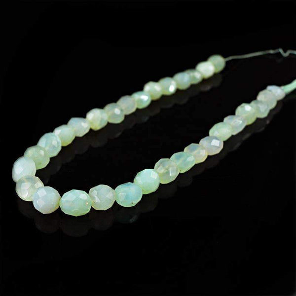 gemsmore:Natural Green Chalcedony Beads Strand - Untreated Faceted Drilled