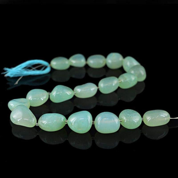 gemsmore:Natural Green Chalcedony Beads Strand