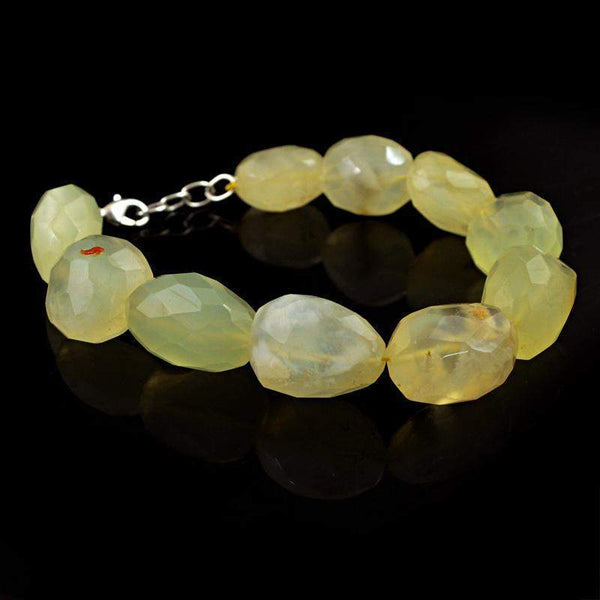 gemsmore:Natural Green Chalcedony Bracelet Faceted Beads