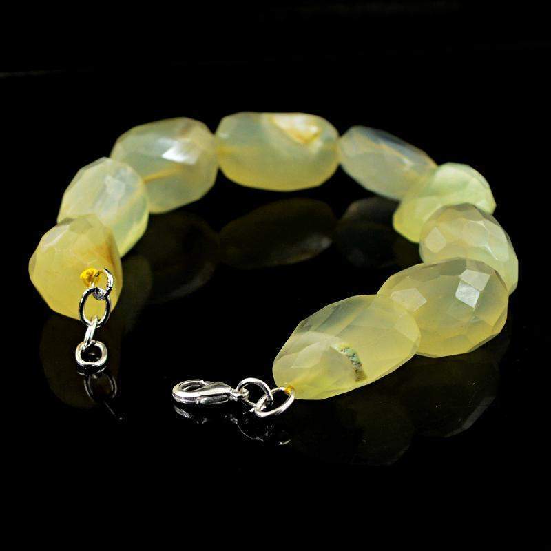 gemsmore:Natural Green Chalcedony Bracelet Faceted Beads