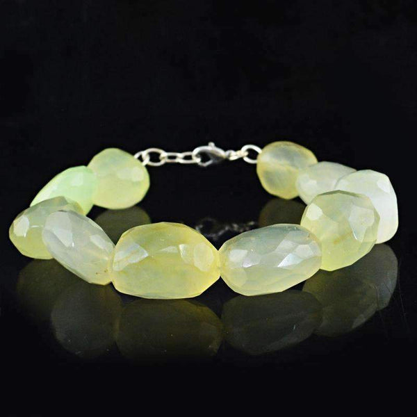 gemsmore:Natural Green Chalcedony Bracelet Faceted Beads
