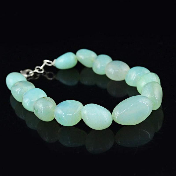 gemsmore:Natural Green Chalcedony Bracelet Genuine Beads