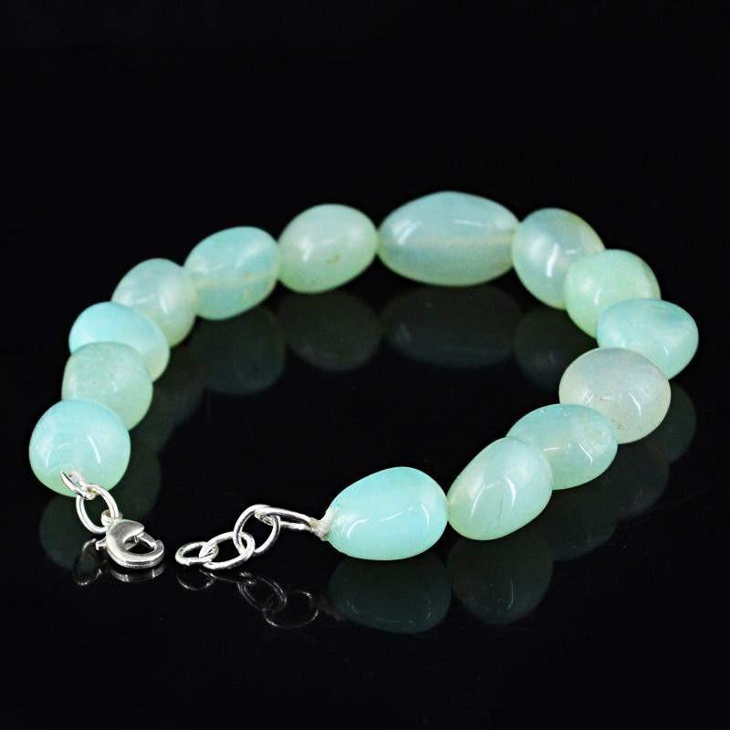 gemsmore:Natural Green Chalcedony Bracelet Genuine Beads