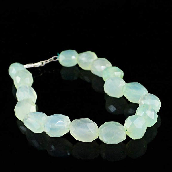 gemsmore:Natural Green Chalcedony Bracelet Oval Shape Beads