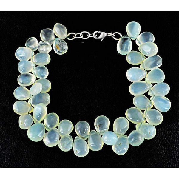 gemsmore:Natural Green Chalcedony Bracelet Pear Shape Beads