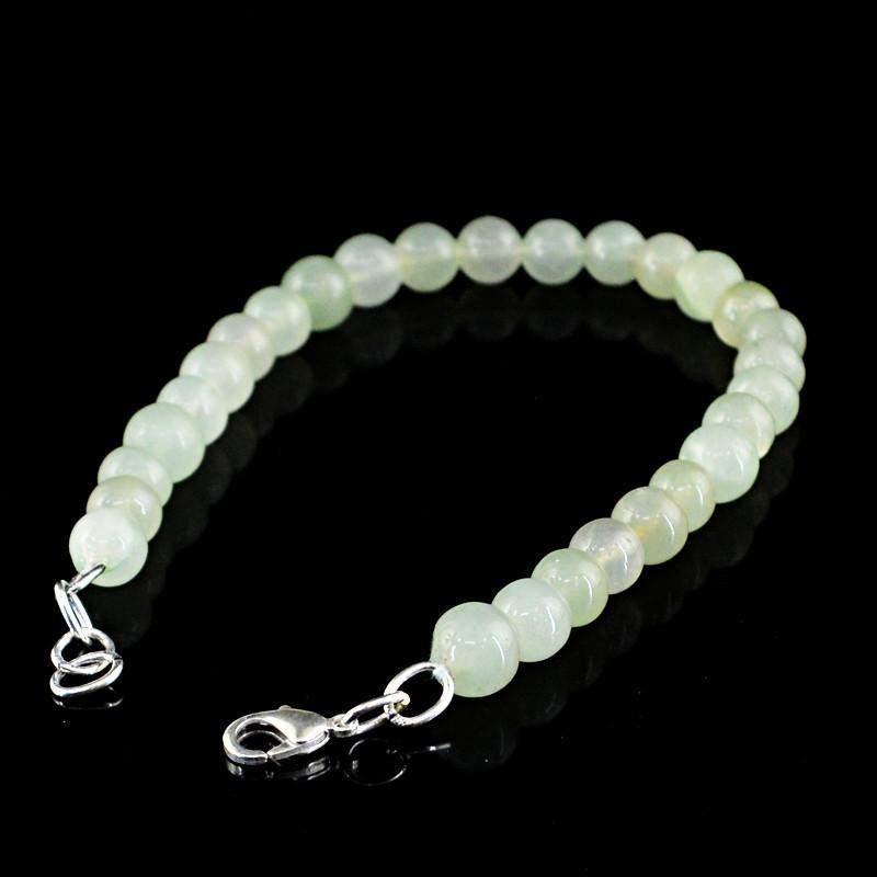 gemsmore:Natural Green Chalcedony Bracelet Round Beads