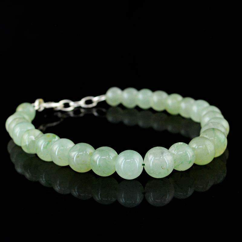 gemsmore:Natural Green Chalcedony Bracelet Round Beads