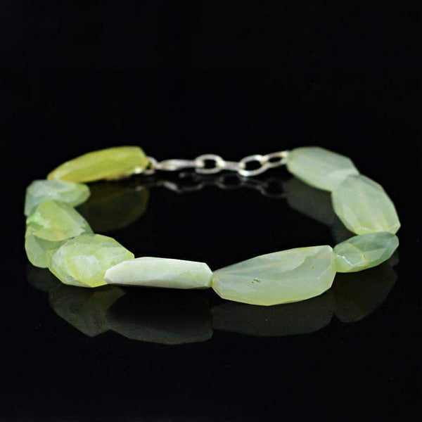 gemsmore:Natural Green Chalcedony Bracelet Untreated Beads