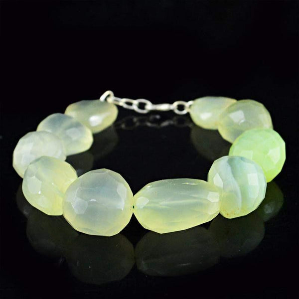 gemsmore:Natural Green Chalcedony Bracelet Untreated Faceted Beads