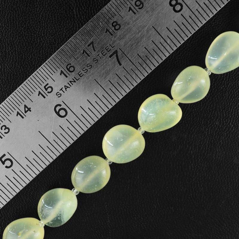 gemsmore:Natural Green Chalcedony Drilled Beads Strand