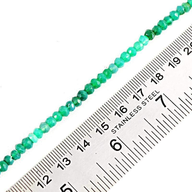 gemsmore:Natural Green Chalcedony Faceted Drilled Beads Strand