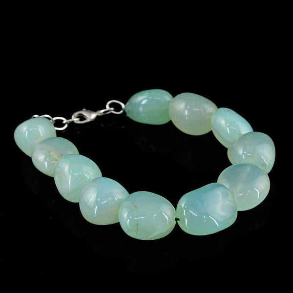 gemsmore:Natural Green Chalcedony Genuine Beads Bracelet