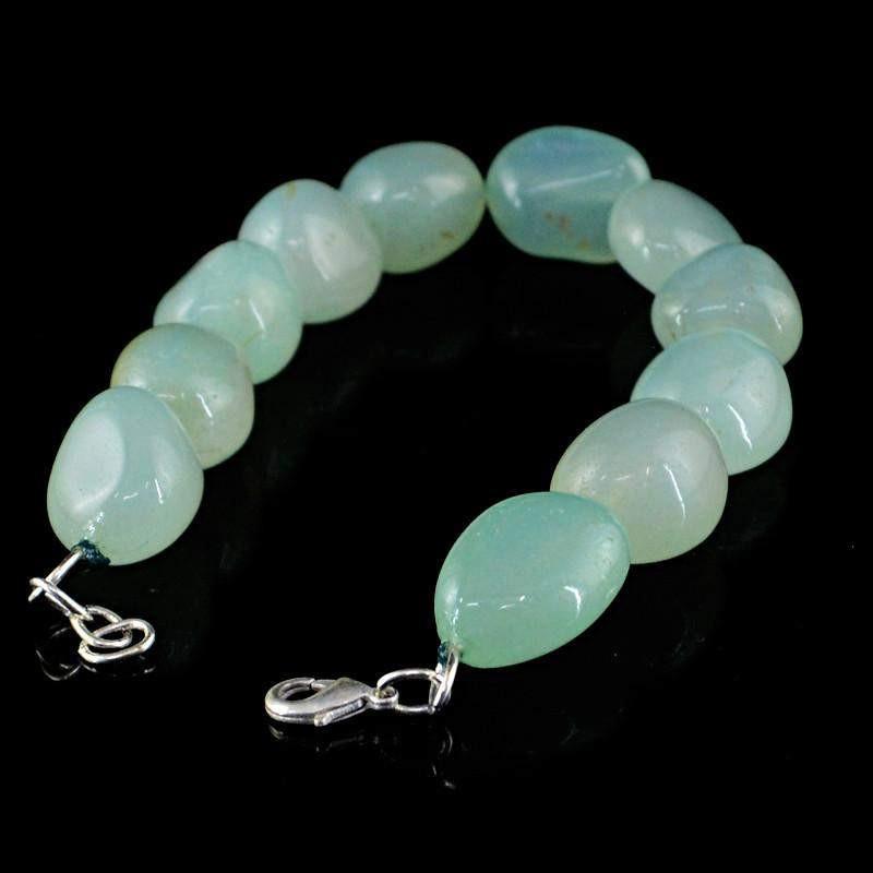 gemsmore:Natural Green Chalcedony Genuine Beads Bracelet