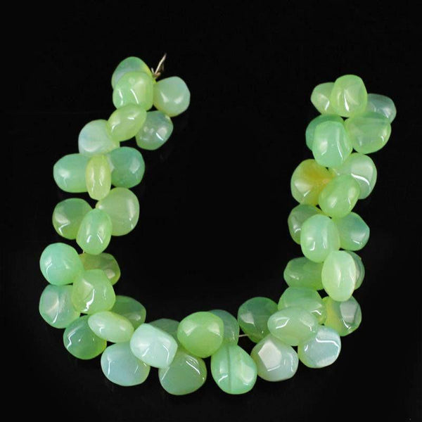 gemsmore:Natural Green Chalcedony Untreated Beads Strand