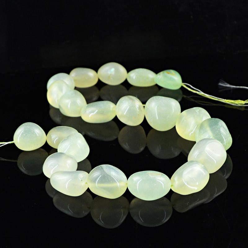 gemsmore:Natural Green Chalcedony Untreated Beads strand