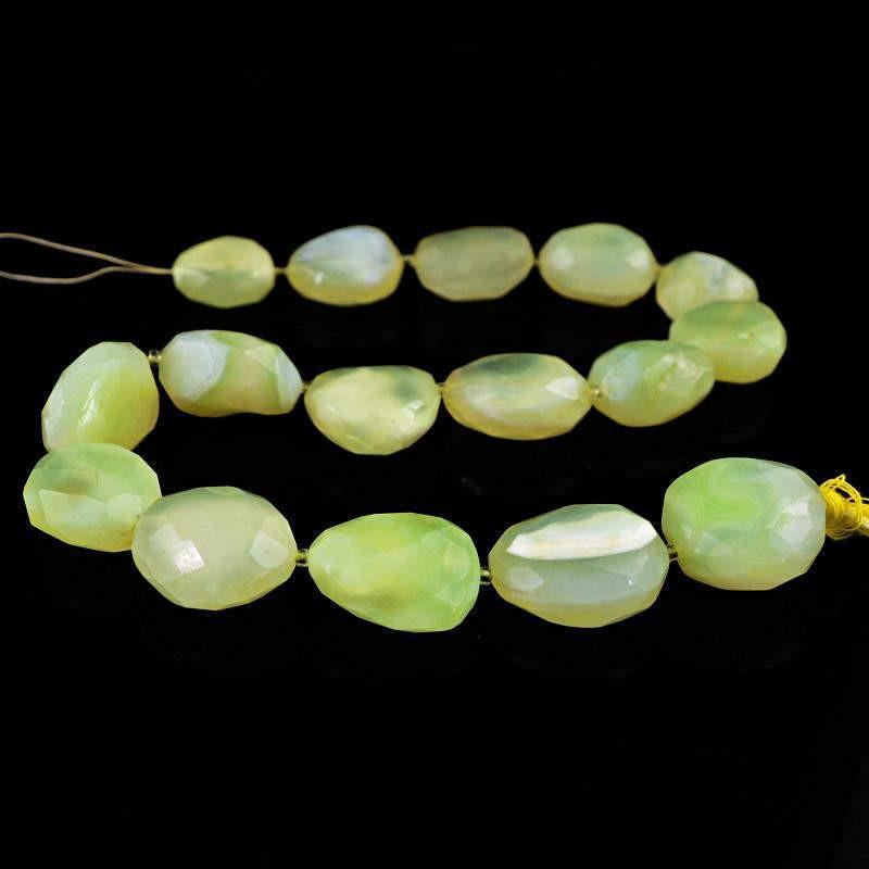 gemsmore:Natural Green Chalcedony Untreated Beads Strand