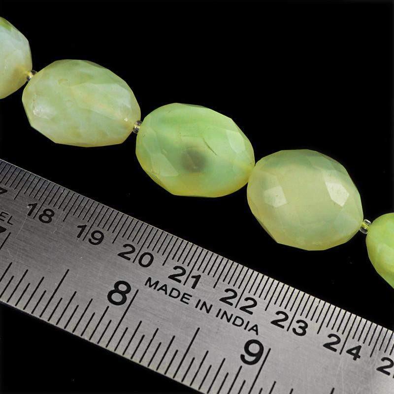 gemsmore:Natural Green Chalcedony Untreated Beads Strand