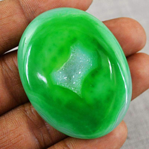 gemsmore:Natural Green Druzy Onyx Gemstone Oval Shape