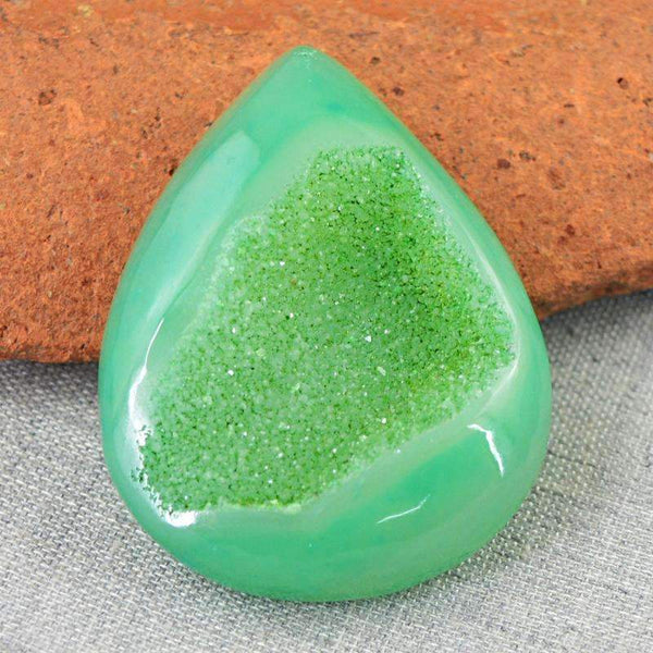 gemsmore:Natural Green Druzy Onyx Gemstone Pear Shape