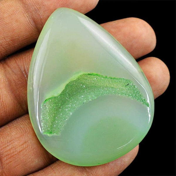 gemsmore:Natural Green Druzy Onyx Pear Shape Gemstone