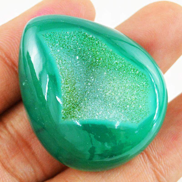gemsmore:Natural Green Druzy Onyx Pear Shape Loose Gemstone