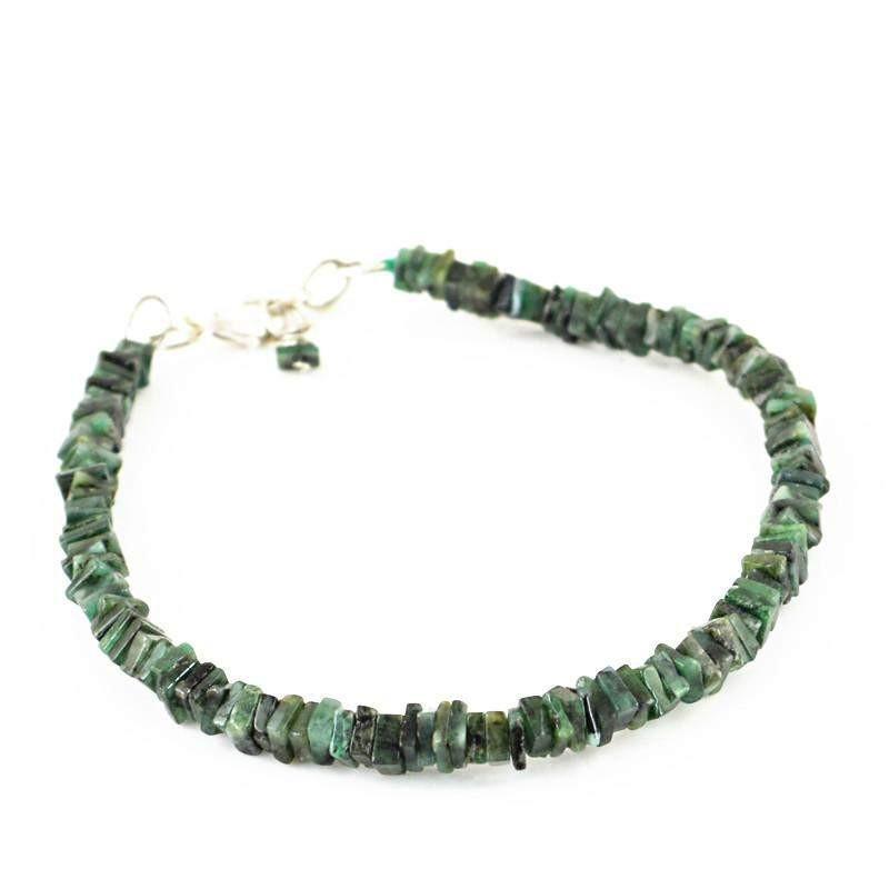 gemsmore:Natural Green Emerald Bracelet Untreated Beads