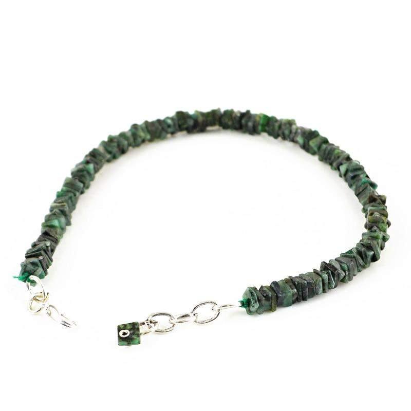 gemsmore:Natural Green Emerald Bracelet Untreated Beads