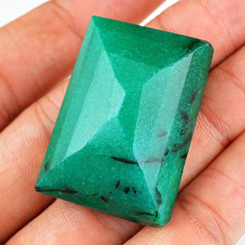 gemsmore:Natural Green Emerald Faceted Loose Gemstone