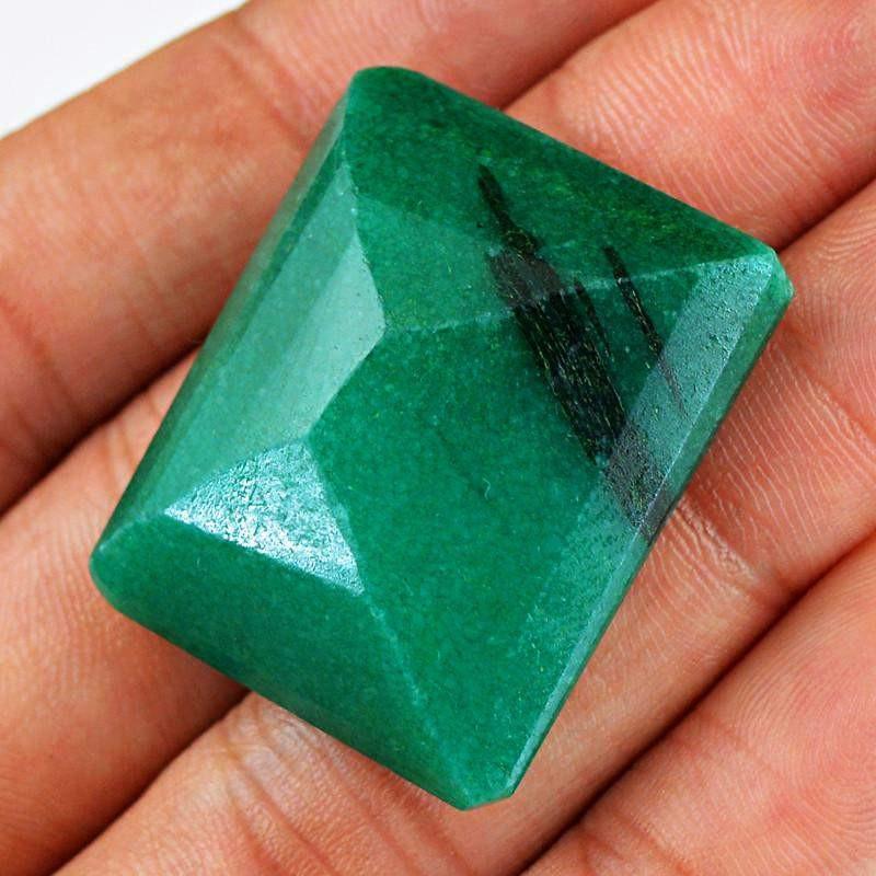 gemsmore:Natural Green Emerald Rectangular Shape Gemstone