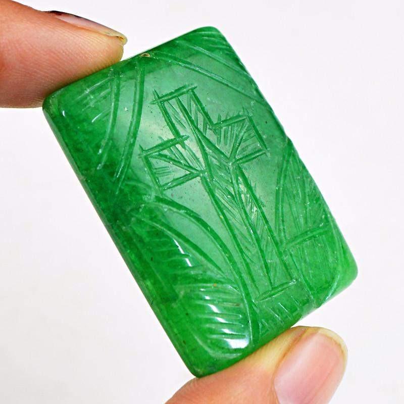 gemsmore:Natural Green Emerald Rectangular Shape Gemstone