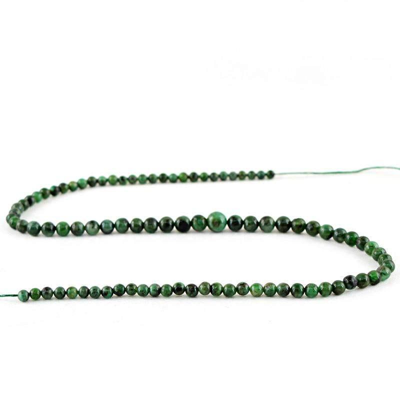 gemsmore:Natural Green Emerald Untreated Round Beads Strand